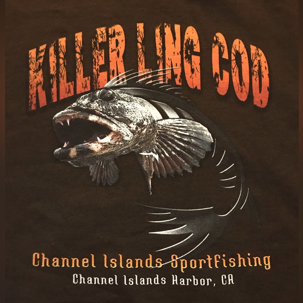 Brown Killer Ling Cod Hoodie Sweatshirt - Unisex - SIZE LARGE